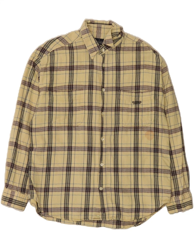 Camisa de franela grande beige a cuadros algodón TRUSSARDI JEANS para hombre US01 Foto 1 de 4