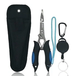 Fishing Pliers Stainless Steel Long Nose Hook Remover With Sheath And Lanyard - Picture 1 of 7