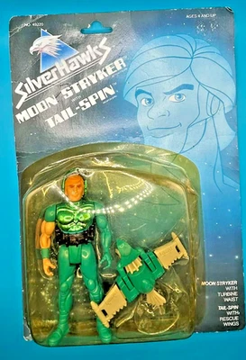 Винтажный 1987 Silverhawks Moon Stryker (талия турбины) с Tail-Spin Rescue Kenner - Изображение 1 из 2