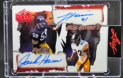 JACK HAM & JAMES HARRISON 2025 LEAF METAL HALLOWEEN DUAL AUTO 1/3 STEELERS - Image 1 of 2