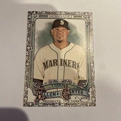 Allen & Ginter A&G 2025 filigrana negra #3/10 Felix Hernández #171 Mariners Foto 1 de 3
