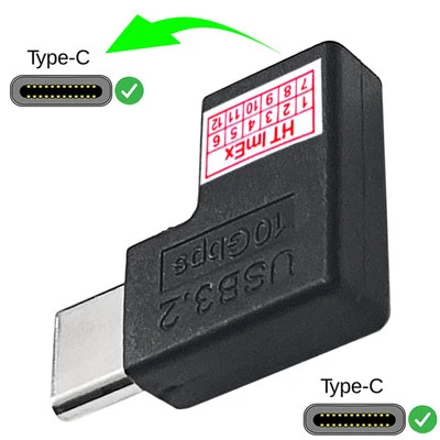 USB Winkel Adapter USB-C 3.1 Gen2 USB Typ C Männlich auf USB Typ C Weiblich - Bild 1 von 4