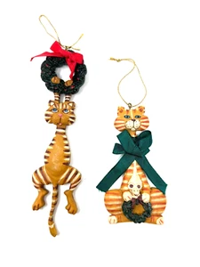 Lot of 2 Kurt Alder Tabby Cat Christmas Ornaments - Picture 1 of 5