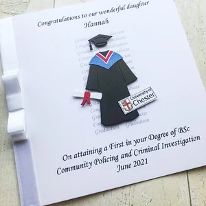 GRADUATION CARD Degree Graduate Son Daughter Handmade Personalise the University - Picture 1 of 30