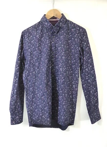 Guide London Men's Long Sleeve Buttoned Floral Collar Shirt Purple Size M - Picture 1 of 12