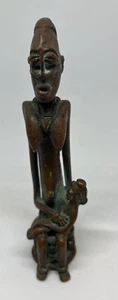 Vintage/Antik Bronze Eisen Umstandsfigur Mutter/Kind massiv schwer 5". - Bild 1 von 12