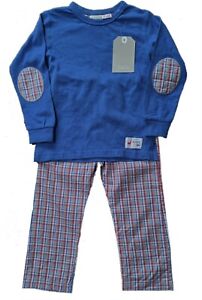 NWT ZARA Boys Pyjamas Set 2-3 BLUE RED PJs Xmas Check Sleepsuit Top Bottoms £16