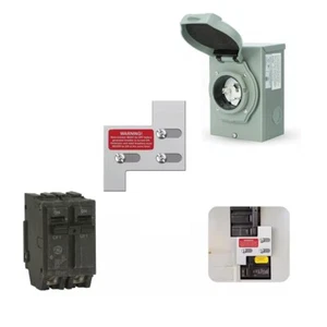 9000-15000 Watt Generator Interlock Kit w/ Inlet Box for GE 150 & 200 Amp Panel - Picture 1 of 7