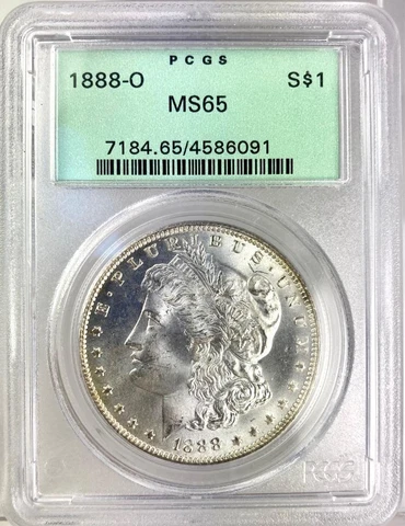 1888-O Morgan Silver Dollar PCGS MS65 Old Green Label Holder Cover