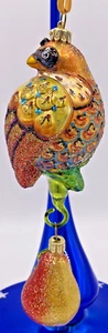 Reed & Barton ~ 12 days of Christmas Glass Ornament ~ PARTRIDGE IN A PEAR TREE - Picture 1 of 11