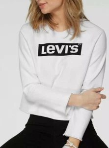 Sudadera con dobladillo de corte crudo gráfico Levi's® | blanca crew, talla XXS,XS,S,L,XL - Imagen 1 de 12
