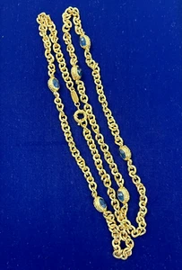 Julie Vos 38" 24K Gold Plated Necklace with Blue Stones - Picture 1 of 9