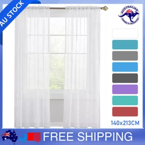 1/2/4x Sheer Curtains Rod Pocket Window Sheer Voile Curtain Bedroom 140cmx213cm - Picture 1 of 12