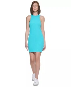 Calvin Klein Jeans Juniors' Tropic Turquoise Blue Cutaway Tank Dress Size S A003 - Picture 1 of 1
