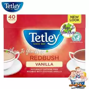 TETLEY TEA BAGS REDBUSH VANILLA 40 Teabags Box Caffeine Free Rooibos✨CHEAPEST✨☕ - Picture 1 of 7