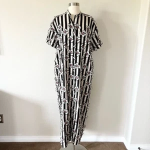 Longchamp Runway 3D Floral Striped Button Front Dress Caftan - Picture 1 of 6