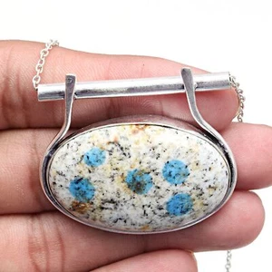 Jasper Gemstone Jewelry Necklace Handmade Ethnic Macrame Thread - Picture 1 of 9