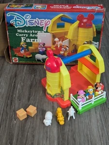 Vintage Disney Mickeytown Toy Carry Around Farm Set Mattel Kids Play Toy Set - Picture 1 of 23