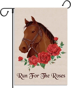 Kentucky Derby Garden Flag Run for the Roses Horse Racing Yard Outdoor Welcome S - Picture 1 of 6