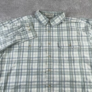 LL Bean Shirt Mens XL Tall Green Plaid Sunwashed Canvas Traditional Fit Workwear - Picture 1 of 11