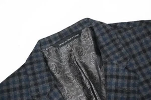 Men's 40 R Coppley Gray Houndstooth Wool Surgeon Cuffs Bespoke Sport Coat Blazer - Picture 1 of 16