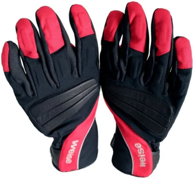 Weise Fusion Black Red Leather Nylon Waterproof Motorcycle Gloves Size S For Men - Image 1 of 4