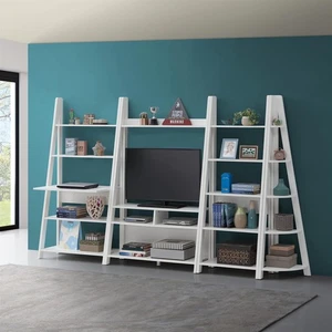 Ladder Storage Rack Bookcase Display Organiser White - Picture 1 of 15