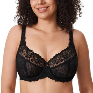 Women's Plus Size Minimizer Bras Full Coverage Lace Unlined Underwire Bra B-K... - Picture 1 of 5
