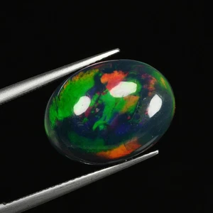 5.67 Ct Tremendous Perfect Oval 16 x 12 MM Multi Color Play Welo Black Fire Opal - Picture 1 of 5