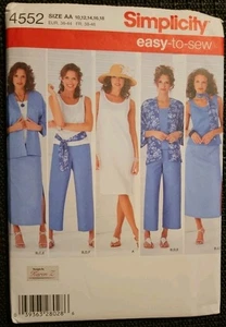 Simplicity S4552 4552 Easy to Sew Dress Kimono Skirt Top Pants & (10-18) UNCUT - Picture 1 of 8