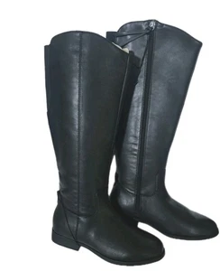 Universal Thread schwarz Brisa Stiefel Kunstleder seitlicher Reißverschluss Reiten Größe 8 - Bild 1 von 9