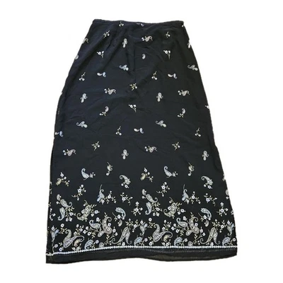 Falda Midi De Colección Kathie Lee Floral Paisley Para Mujer 14 Negra Whimi Boho Fairy Grunge Foto 1 de 4