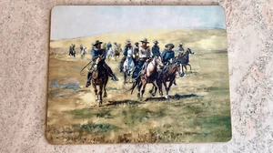 Vintage Range Riders Wild West 1901 Display Painting 7in x 9in Man Cave - Picture 1 of 10