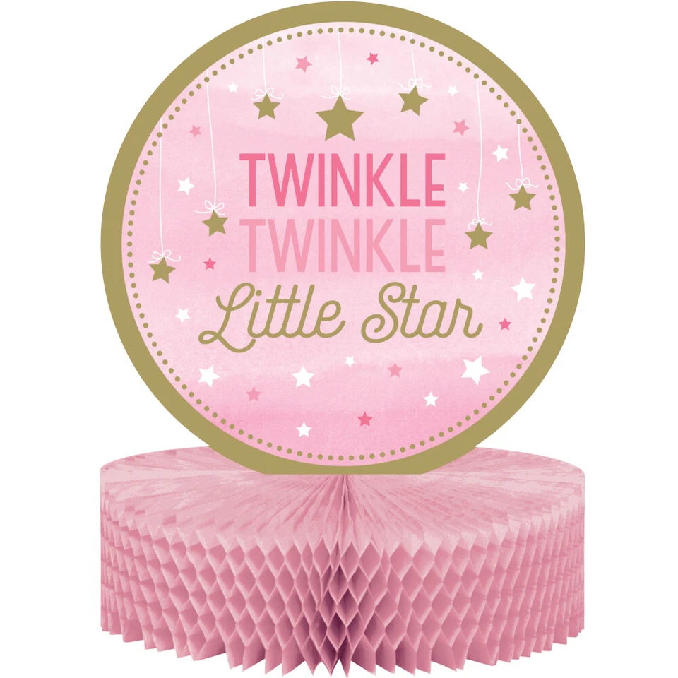 Twinkle Little Star Party Supplies  Table Centerpiece Girl Pink 1st One Birthday - Image 1 of 1