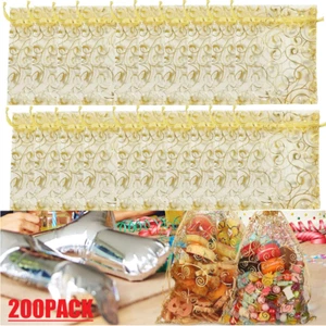 200PCS 4"x5" Golden Drawstring Organza Pouches Wedding Jewelry Candy Gift Bags - Picture 1 of 14