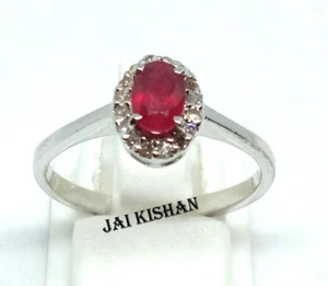 Amazing Real Ruby Gemstone Diamond 925 Sterling Silver Pretty Women Ring - Picture 1 of 7