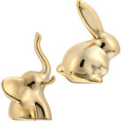 Gold Ceramic Elephant & Rabbit Ring Holders - Home & Office Decor