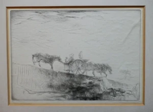 Edmund Blampied (1886-1966) Signed, Drypoint Etching. ' Vraicing - Early Morning - Picture 1 of 2