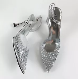 Jeffrey Campbell High Heels Shiner Slingback Rhinestone Pointed Toe Size 11 NEW - Picture 1 of 16