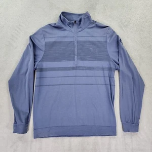 Sudadera Travis Mathew Hombre Mediana Azul Cuarto Cremallera Pullover Rayas Manga Larga - Imagen 1 de 21