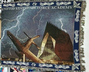 USAF United States Air Force Academy Tapestry Blanket About 50x67 Inch - Imagen 1 de 4