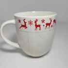 Red & White Sweater Texture with Reindeer Coffee Cup