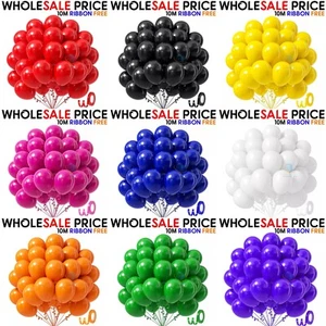 100 X Latex PLAIN BALOON BALLONS helium BALLOONS Quality Birthday Party Wedding - Picture 1 of 17