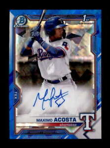 MAXIMO ACOSTA 2021 BOWMAN CHROME ROOKIE SAPPHIRE REFRACTOR AUTOGRAPH AUTO S9712