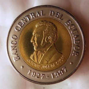 1997 ECUADOR 100 SUCRES - AU/UNC - Bi-Metal From Ecuadorian Mint Roll - BIN #FFF - Picture 1 of 3