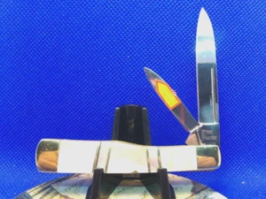 Vintage Pocket Knife Gentleman's Gunstock Pen Genuine MOP Handles 440A Blades 3" - Picture 1 of 12