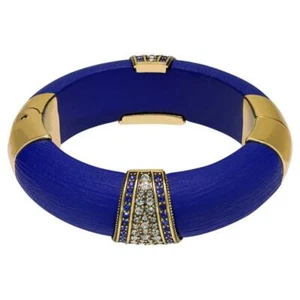 New $170 HEIDI DAUS Say it With Style Resin Bangle Sapphire Blue Crystal Size L - Picture 1 of 7