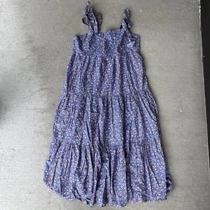 NEW Madewell Tie-Strap Tiered Midi Dress Summer Vines Purple Floral Size L - Picture 1 of 5