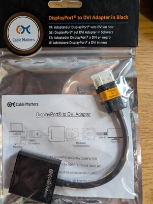 Cable Matters Displayport to DVI Adapter in Black 102002 - Image 1 of 2