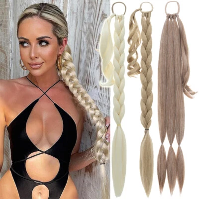 Braided Hair Piece Wrap Around Ponytail Extension as Real Braid Pony Tail 34inch - Image 1 of 4